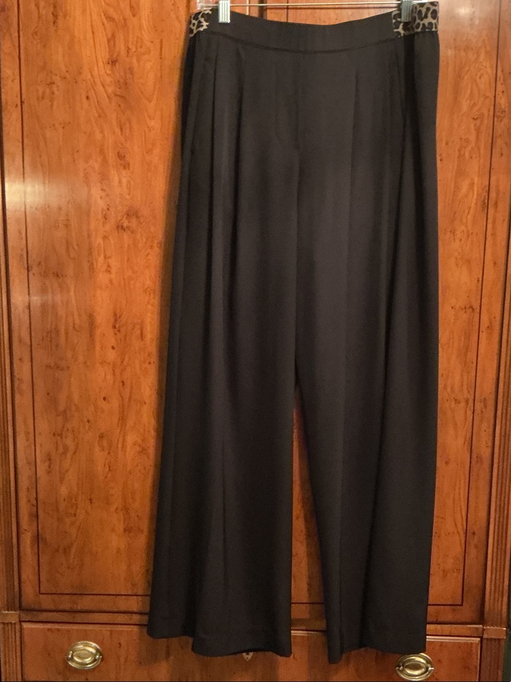 John Mark Black Wide-Leg Pull-On Pants